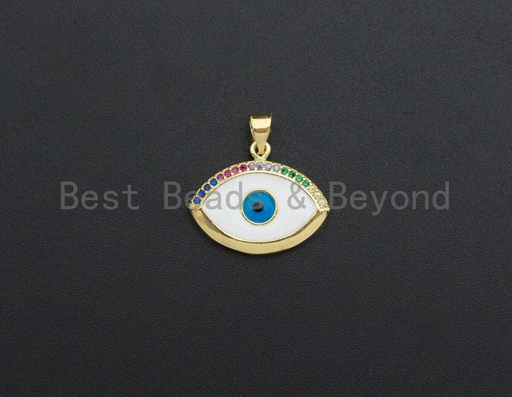 Enamel Colorful Evil Eye Pendant,CZ Micro Pave Oil Drop pendant,Enamel pendant,Enamel Jewelry,21x18mm,sku#F1035
