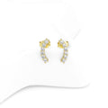 Gold CZ Arc moon Shape Stud Earrings, Sku#Y792