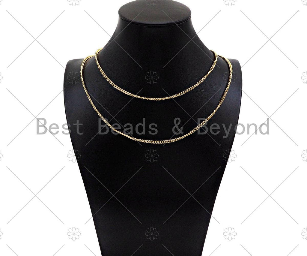 3x4mm High Quality Thin Flat Curb Chain by Yard, 18K Real Gold plated Gold Plated Cuban Chain, Wholesale bulk Chain, sku#M397