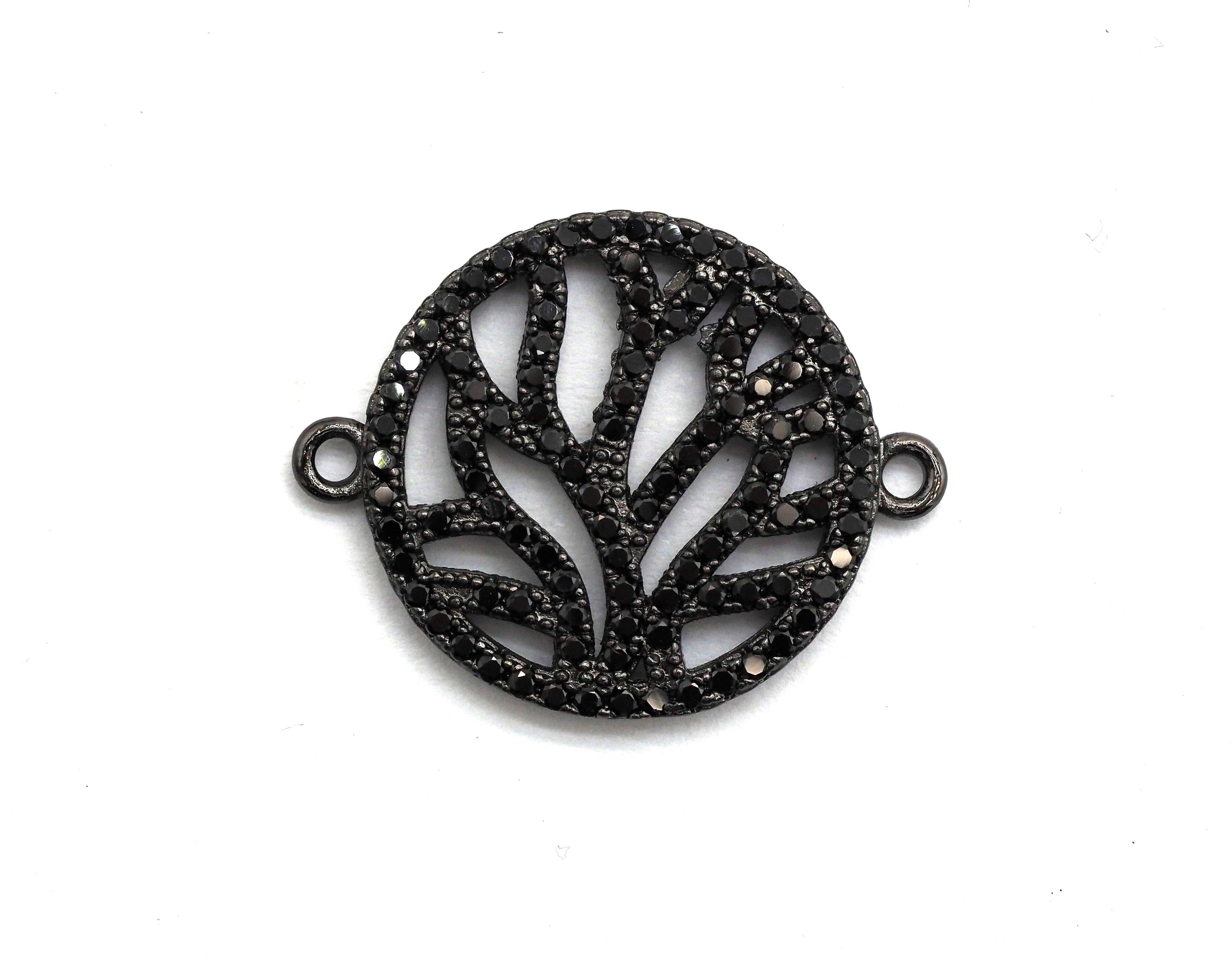 Black CZ flower Connector charm, sku#A92