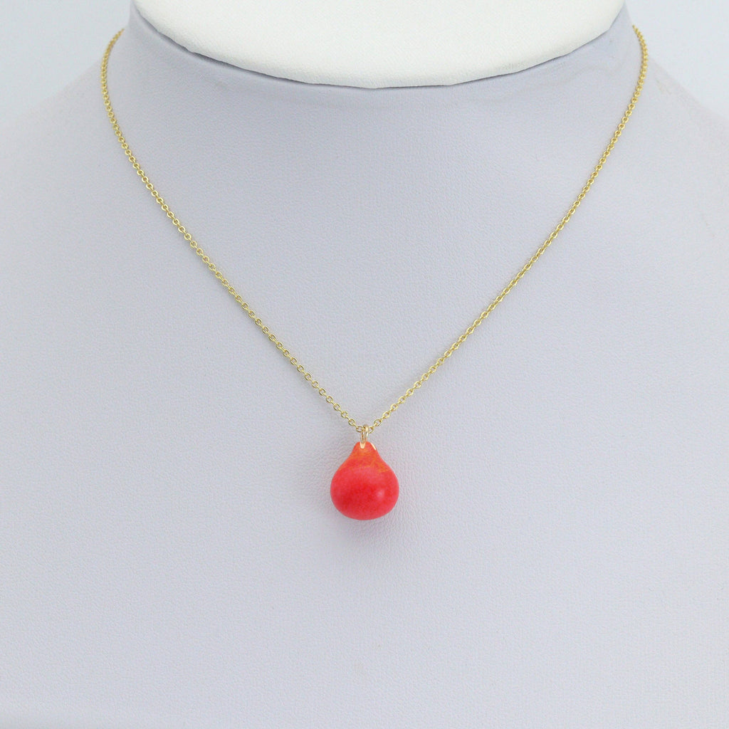 Red Enamel Pear Charm Pendant,Sku#LK1231