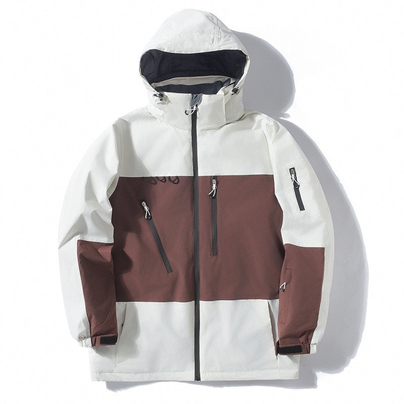 Men's And Women's Thickened Warm Color Matching Windproof Waterproof Jacket