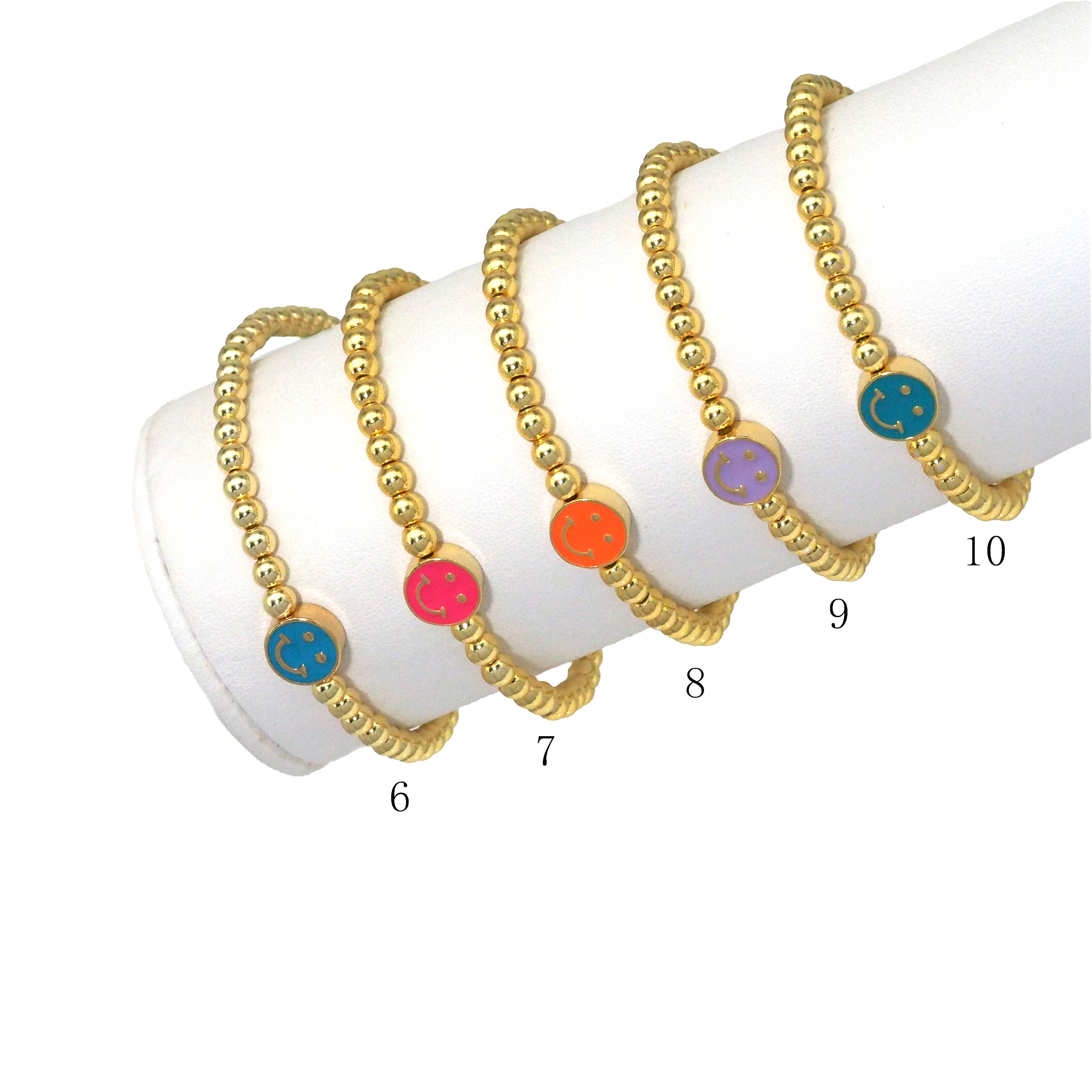 4mm Gold Hematite Smiley face bracelet, sku#EF148