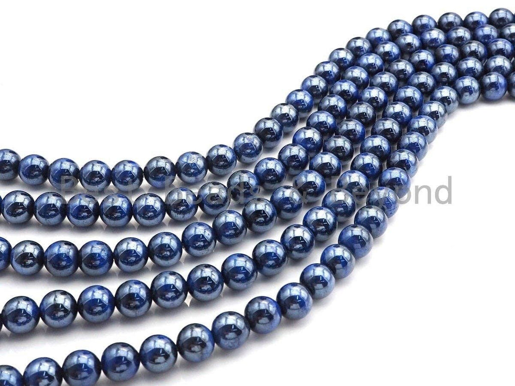 Mystic Plated Blue Tiger Eye Beads, Round Blue Tiger Eye 8mm/10mm/12mm, Natural Tiger Eye, 15.5" Full Strand, sku#UA75