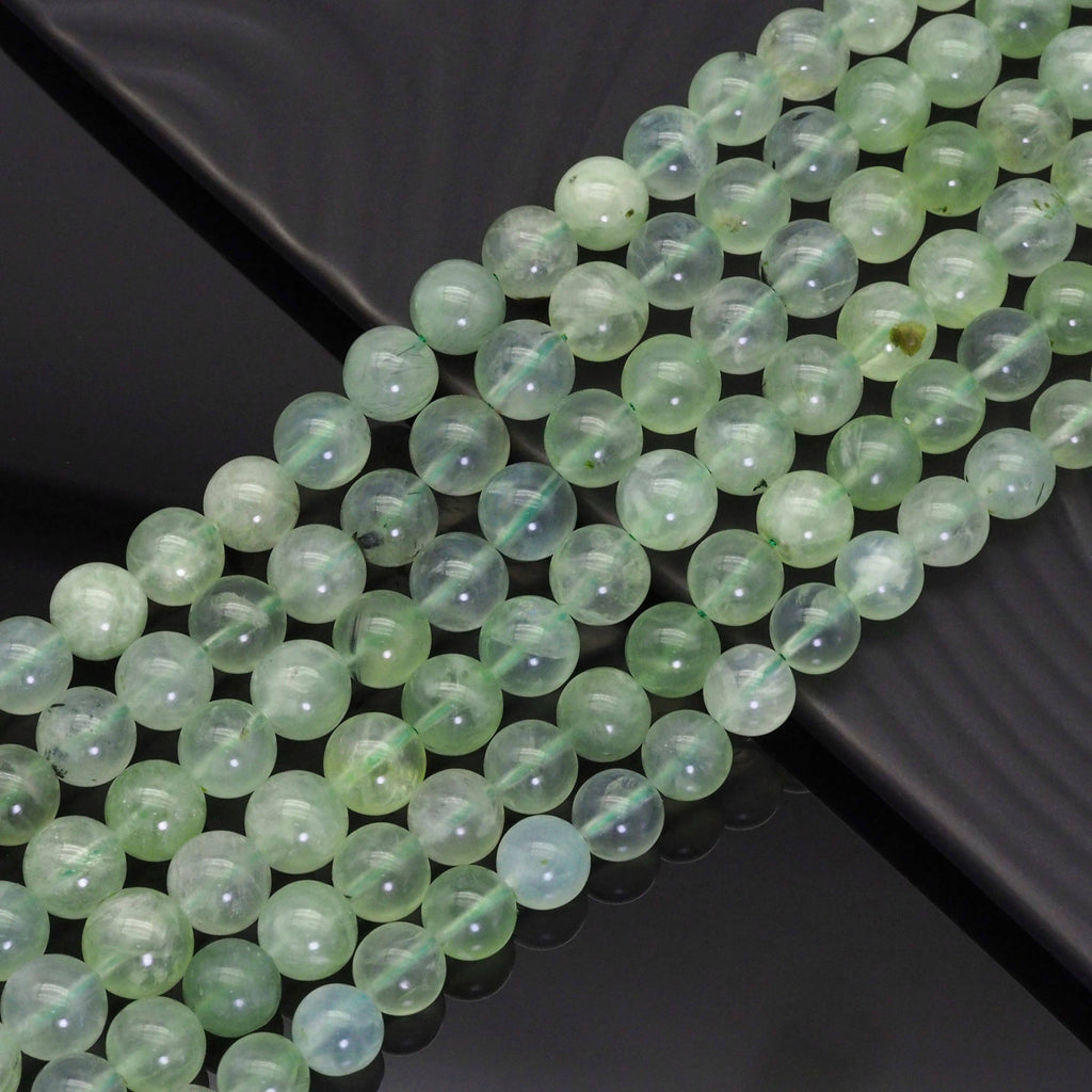Genuine High Quality Prehnite Round Smooth Beads, Sku#U1645
