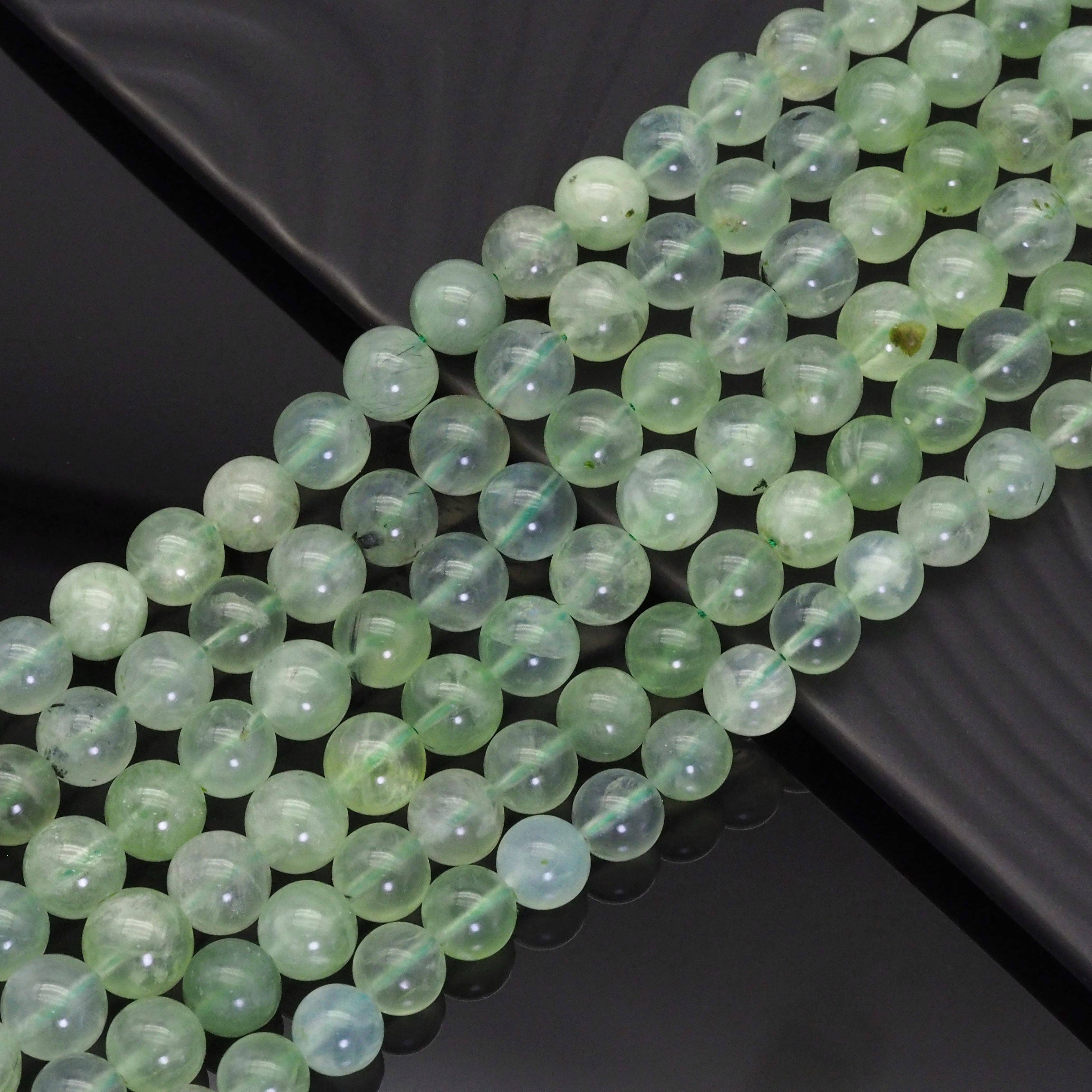 Genuine High Quality Prehnite Round Smooth Beads, Sku#U1645