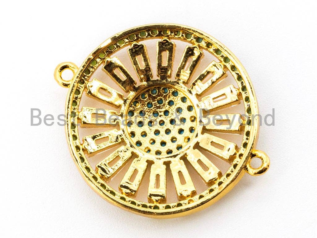 CZ Micro Pave Round connector/Link Finding, Blue Clear Sparkly CZ micro paved ,Cubic Zirconia CZ Space Connector, 25x20mm, sku#E253C