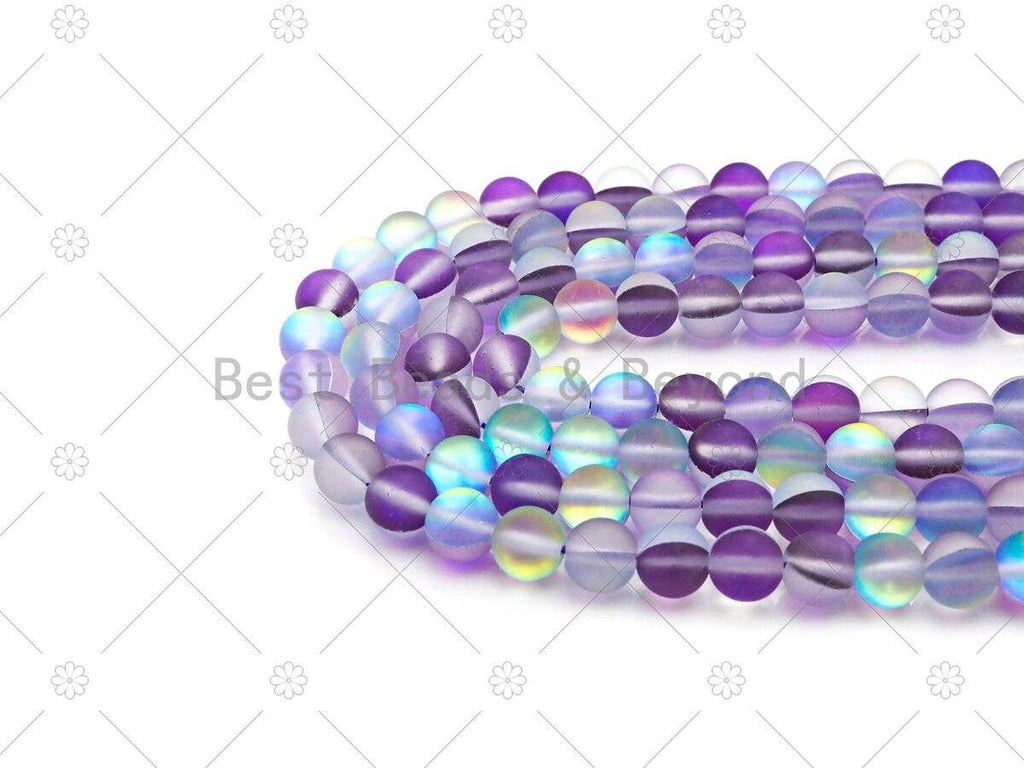 NEW COLOR!! Spectrolite Purple Quartz Matte, High Quality in Round 6mm/8mm/10mm/12mm, Aura Purple Manmade Crystal, 15.5inch strand, SKU#U826