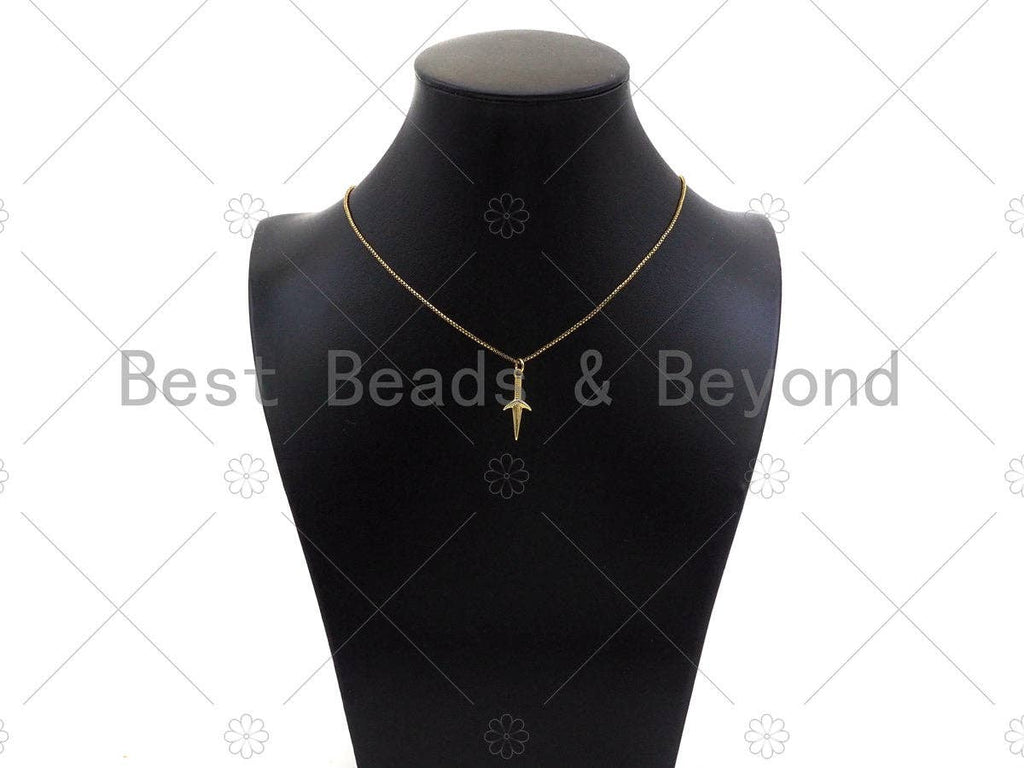 Gold Filled Sword Shape Pendant, 18K Gold Filled Sword Charm, Necklace Bracelet Charm Pendant, 9x23mm, Sku#Y444