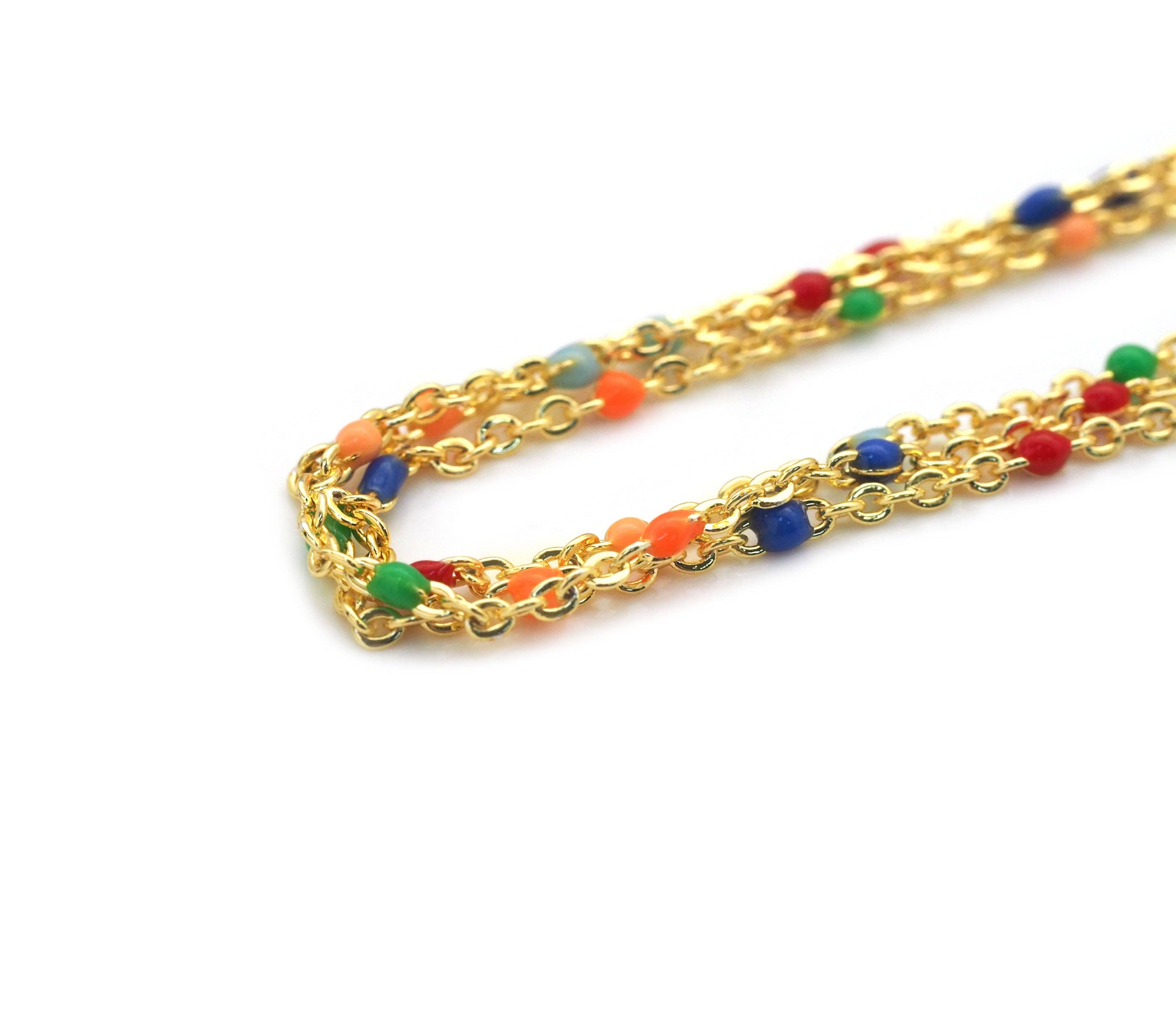 Multi Strands Colorful Beads Toggle Clasp Necklace,sku#EF263