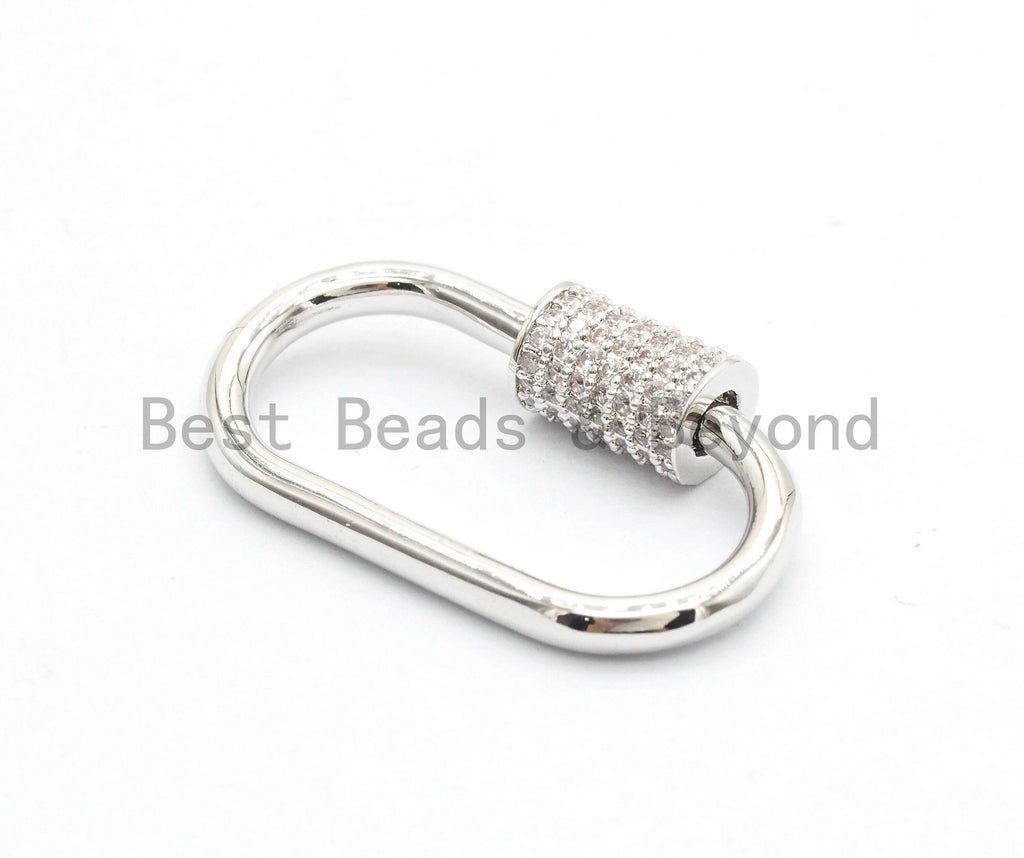 CZ Micro Pave Oval Shape Clasp, Gold/Rose gold/Gunmetal/Silver Plated U Shape Clasp, Pave Carabinar Clasp,14x27mm, sku#H136