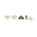 Clear Black Baguette CZ Fan Shape Earrings, Sku#A392