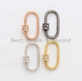 CZ Micro Pave Oval Shape Clasp, Gold/Rose gold/Gunmetal/Silver Plated Clasp, 15x29mm, sku#H144