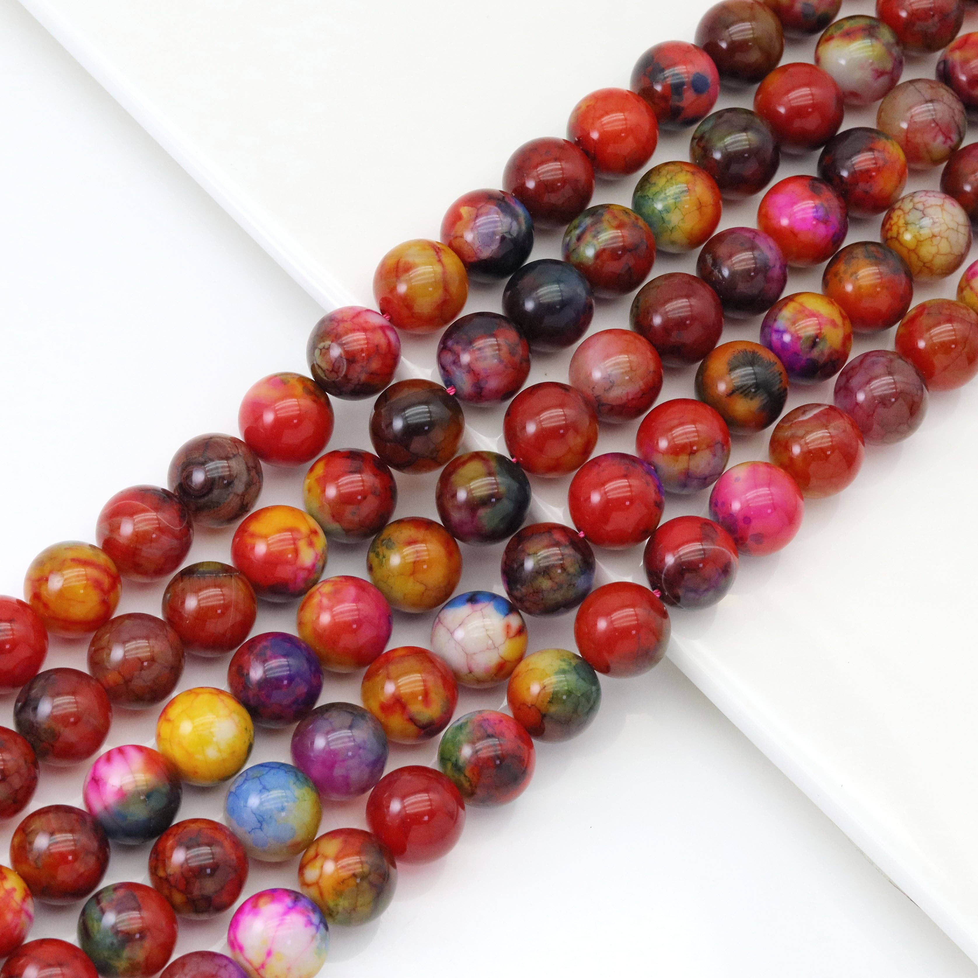 12mm/14mm Orange Blue Agate Round Smooth Beads, Sku#U1805