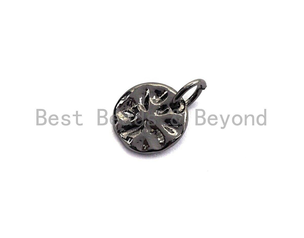 Hammered Round Pendant/Charm, Silver/Gold/Black/Rose Gold Tone, 9mm,Sku#Z580