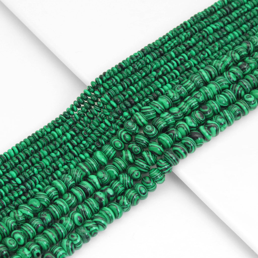 Rondelle Smooth Malachite Jasper Beads, Sku#U1950