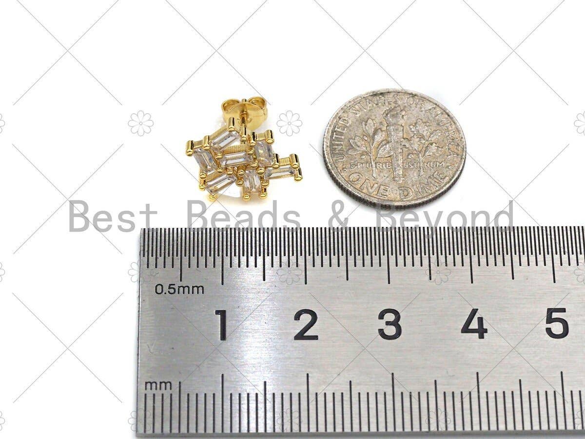 Baguette CZ Cluster Earrrings,sku#ML08