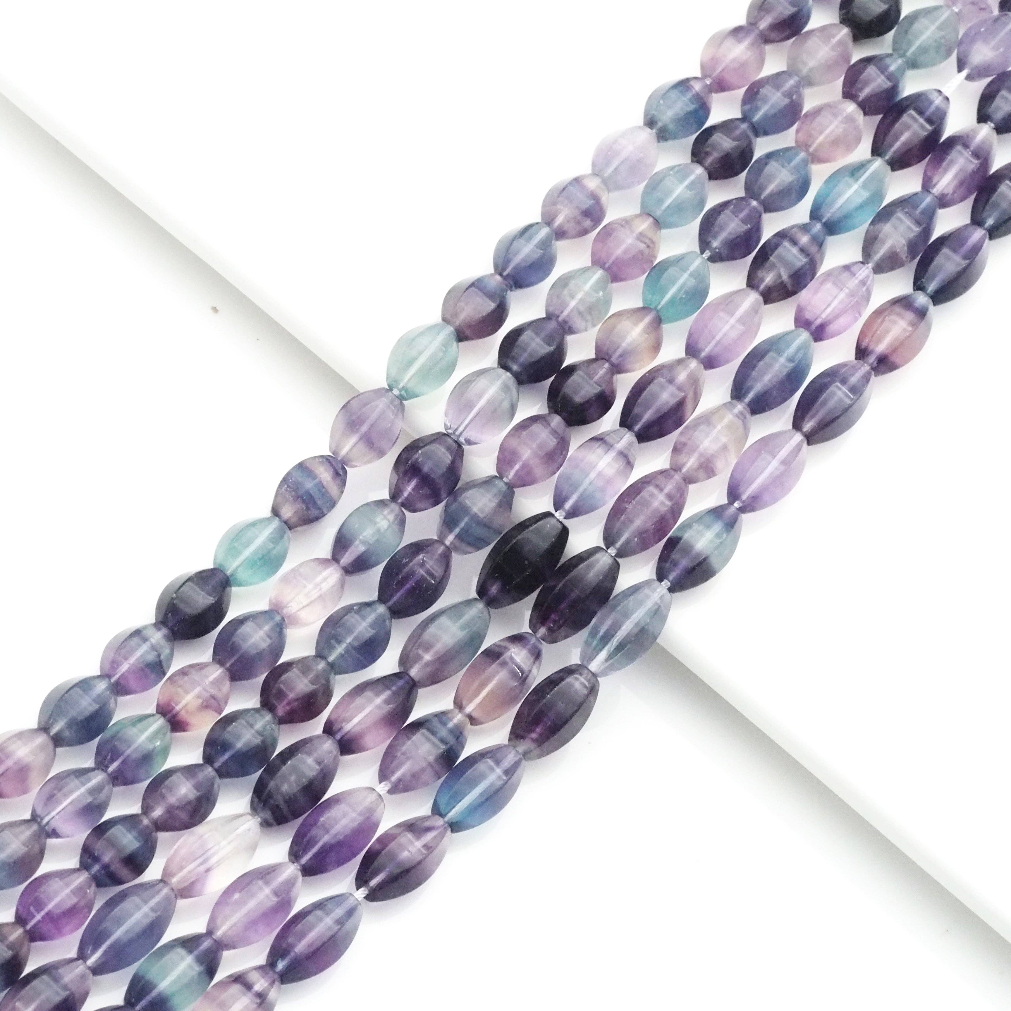 Genuine Fluorite Faceted Rice Beads, 8x16mm, Sku#U1570