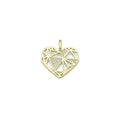 Gold Clear CZ Geometric Diamond Heart Shape Charm Pendant, Sku#LK983