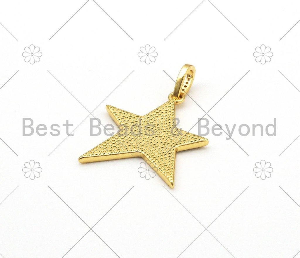 Colorful Enamel Five Point Star Shape Pendant,18K Gold Filled CZ Micropave Charm, Necklace Bracelet Charm Pendant,26x29mm,Sku#ML49
