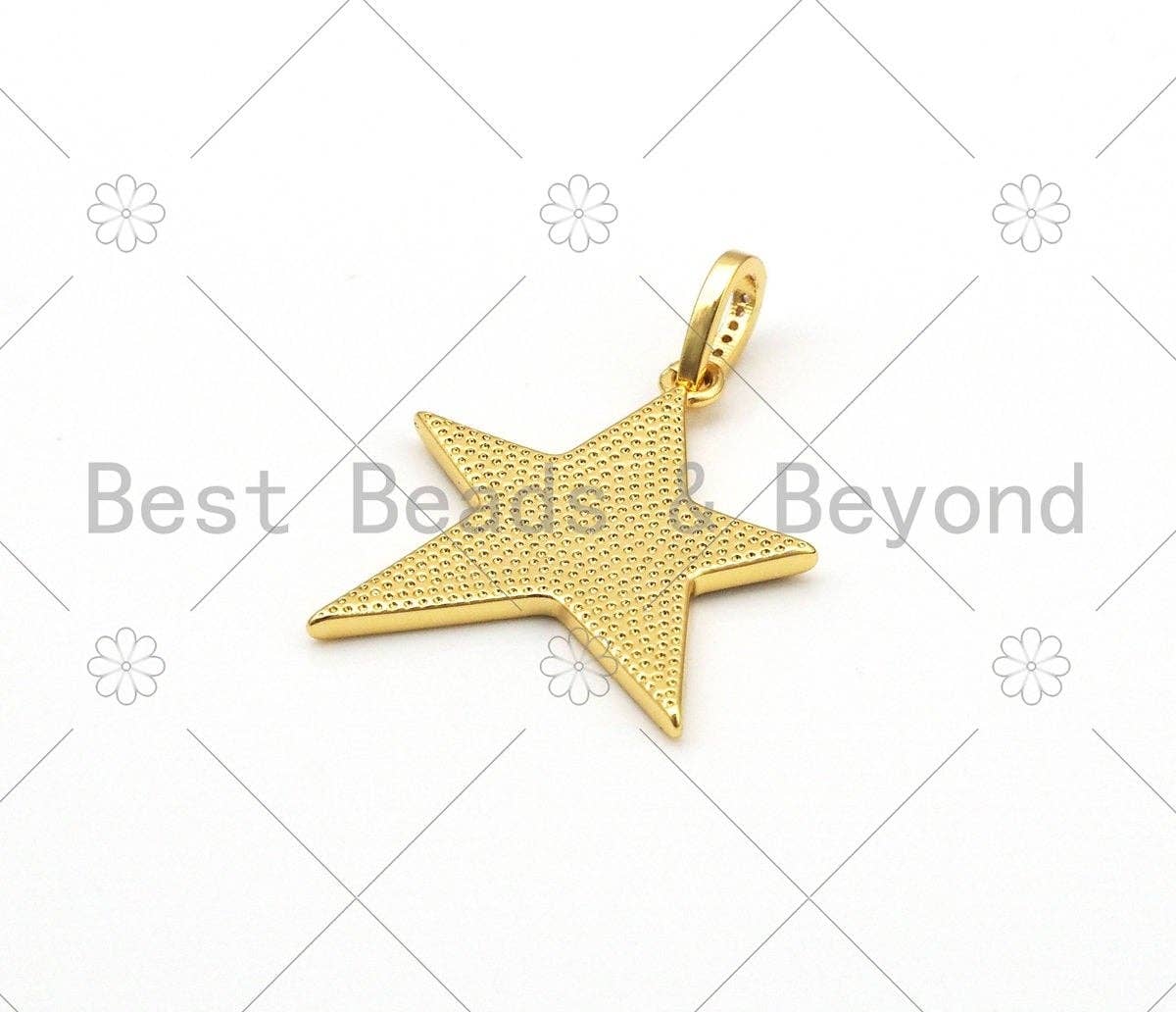 Colorful Enamel Five Point Star Shape Pendant,18K Gold Filled CZ Micropave Charm, Necklace Bracelet Charm Pendant,26x29mm,Sku#ML49