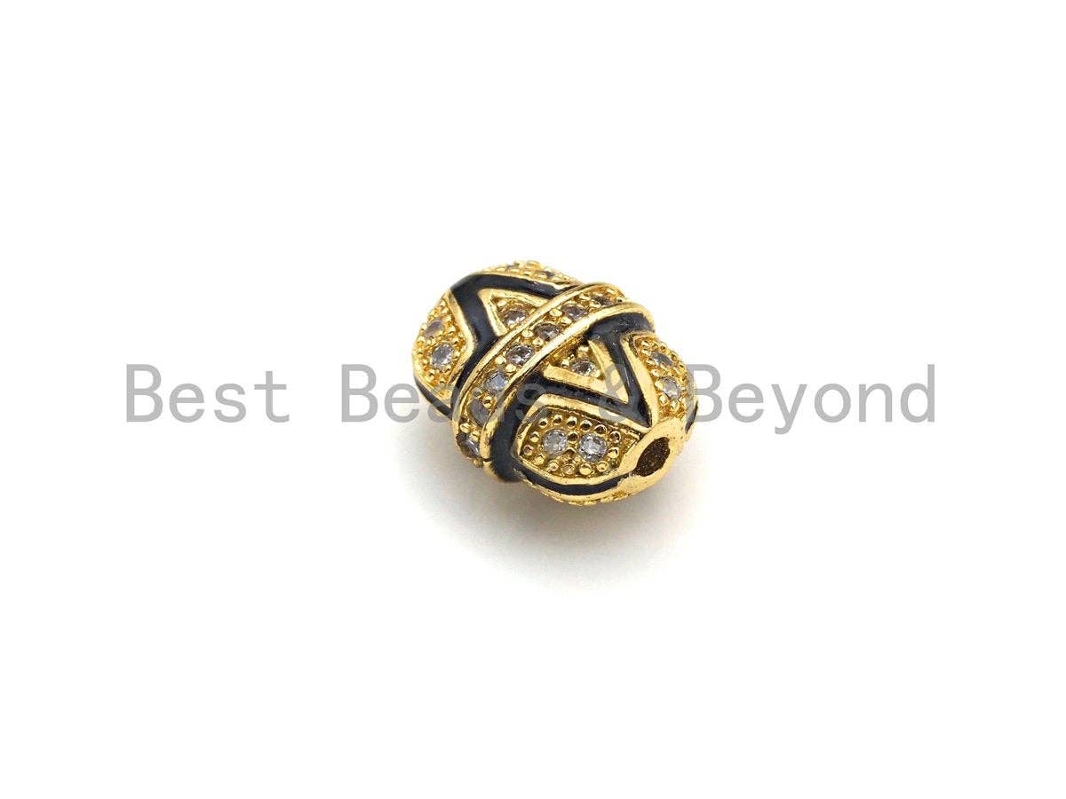 CZ Pave Barrel beads, Barrel Tube Cubic Zirconia Spacer Beads, Gold/Silver Finish, 9x11mm, sku#Z933