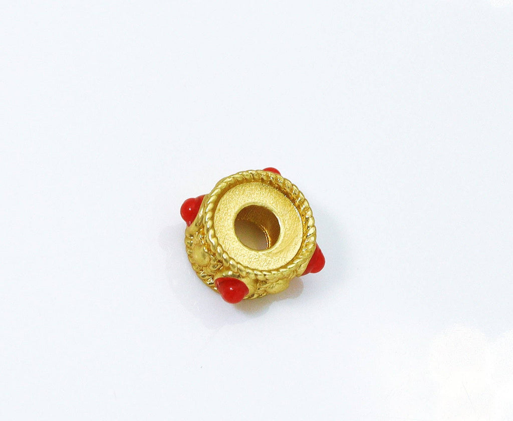 5pc, Gold Enamel Wheel Spacer Beads, Sku#LX21