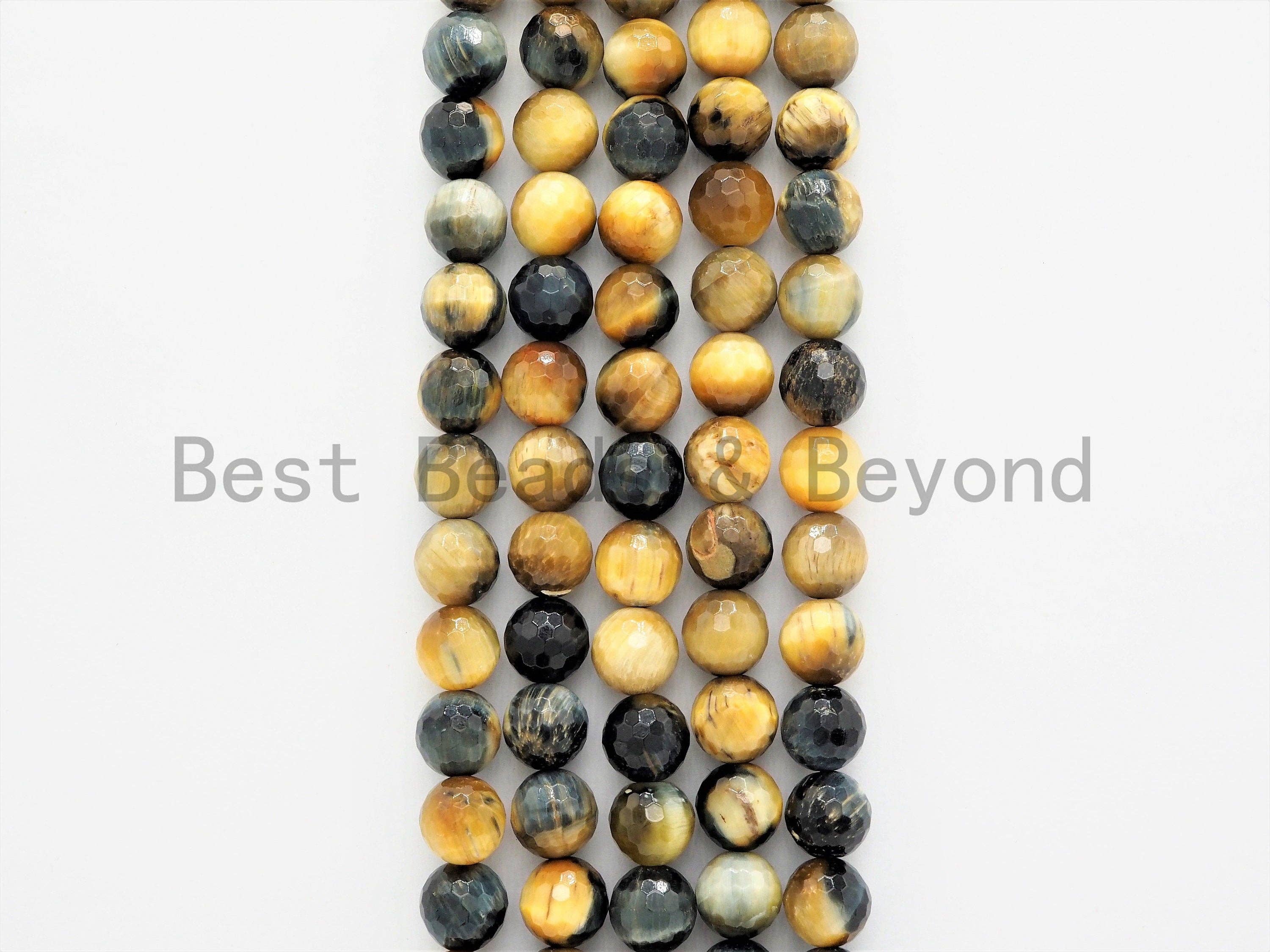 Quality Natural Golden Blue Round Faceted Tiger Eye beads, 6mm/8mm/10mm/12mm/14mm Gemstone beads,Tiger Eye Beads,15.5inch strand,SKU#U377