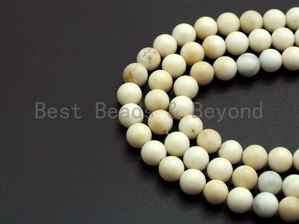 Quality Natural Matte Ivory Jade, 8mm/10mm, 15.5" Full Strand, sku#U651
