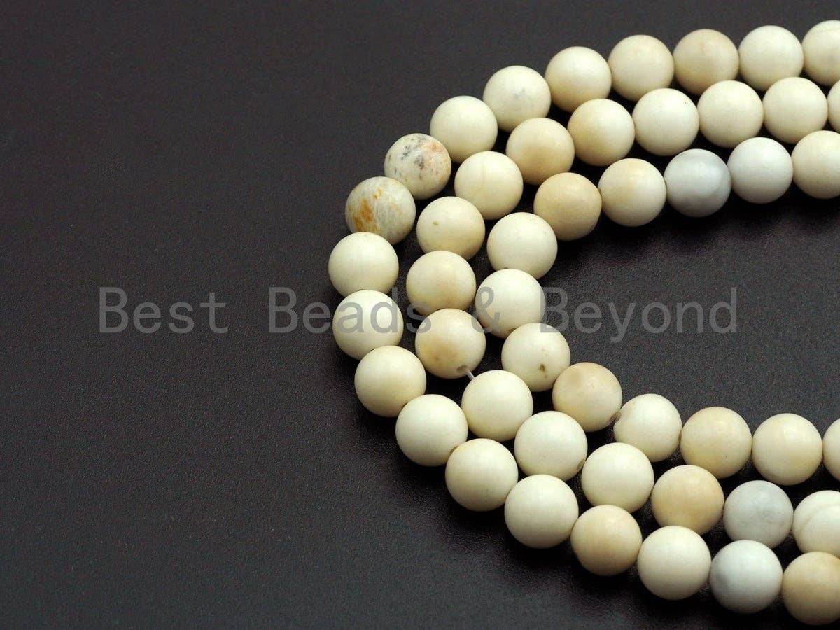Quality Natural Matte Ivory Jade, 8mm/10mm, 15.5" Full Strand, sku#U651