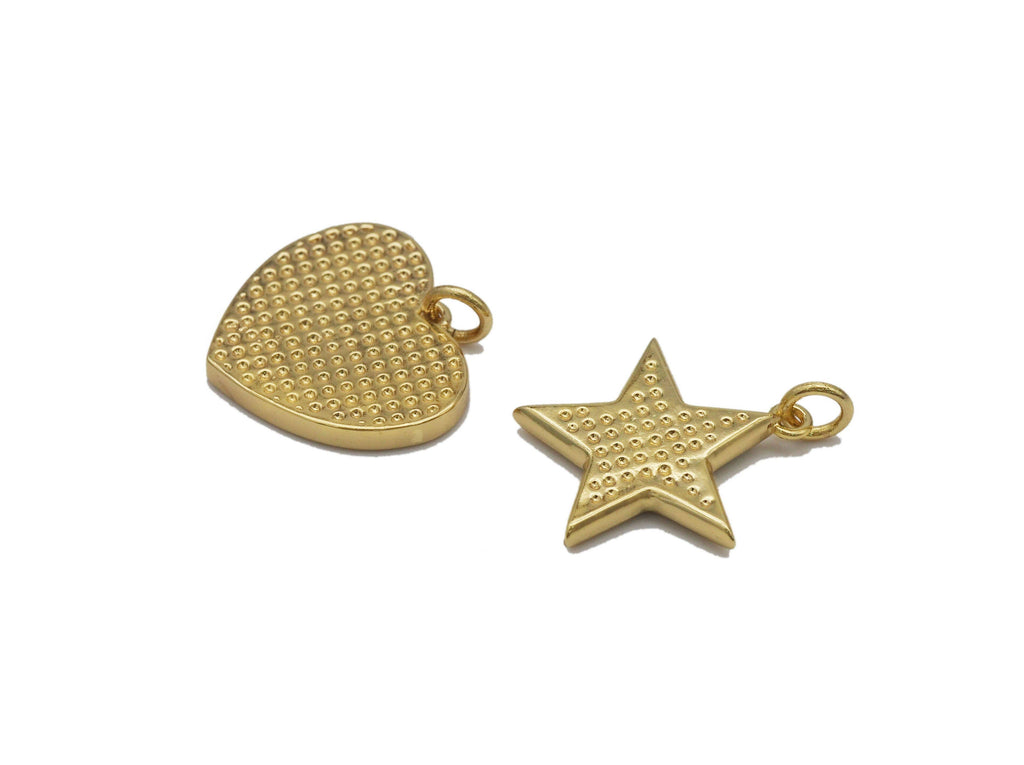 Gold Turquoise Heart  Star Charm, Sku#L656