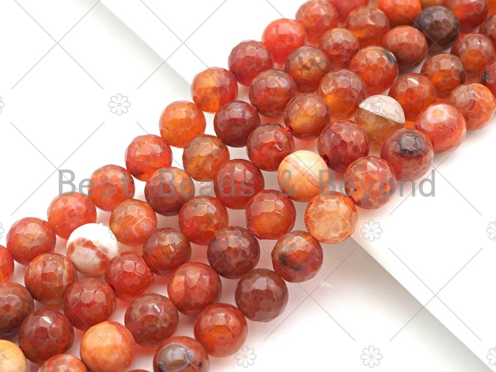 Dark Orange Fire Agate, Round Faceted 12mm, UA141C