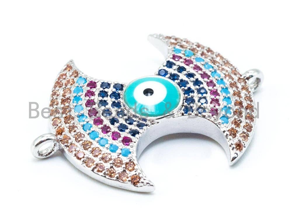 CZ Micro Pave Mixed Color Evil eye connector/Link Finding, Cubic Zirconia CZ Space Connector,26x18mm, sku#E284C