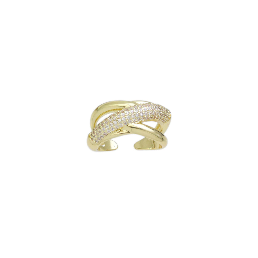 Clear CZ Chunky Cross Adjustable Ring, Sku#Y936