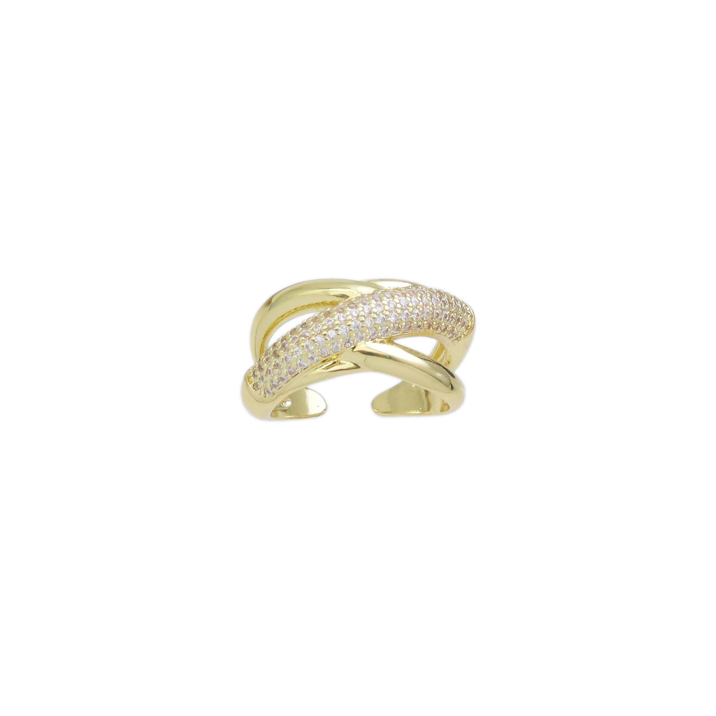 Clear CZ Chunky Cross Adjustable Ring, Sku#Y936