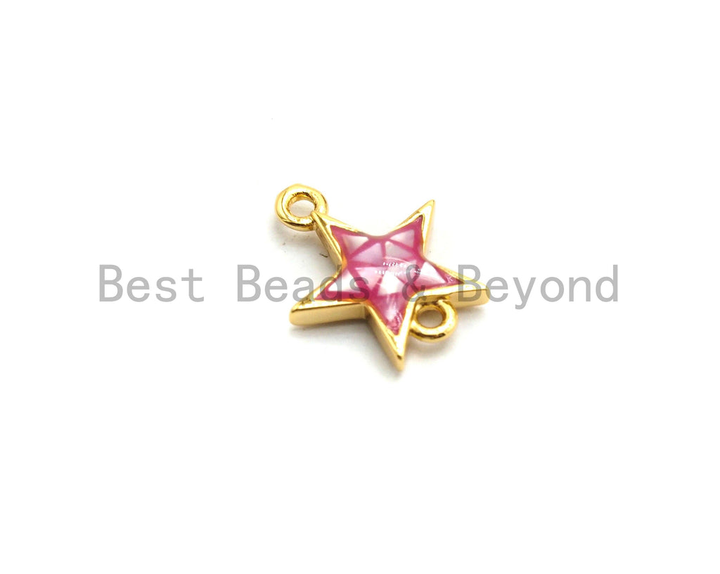 100% Natural Pink Shell Five Star Connector for necklace/bracelet Making, Fuchsia Pink Connector, Natural Shell Beads, 11x13mm,SKU#Z298