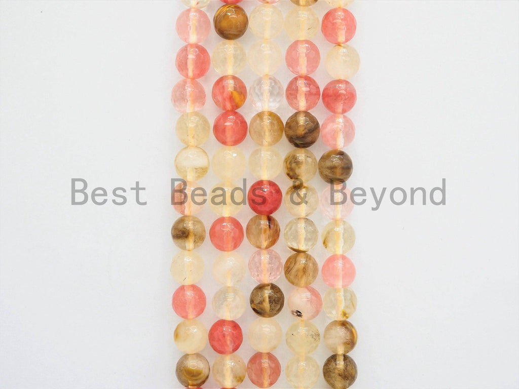 Gorgeous Strawberry Quartz Faceted Round Beads, SKU#U389