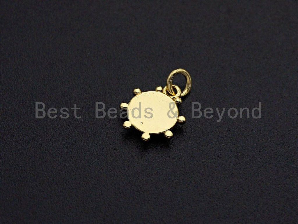 Virgin Mary Embossment On Round Coin Pendant Charm, Cubic Zirconia Charm, 10x11mm,sku#Z858
