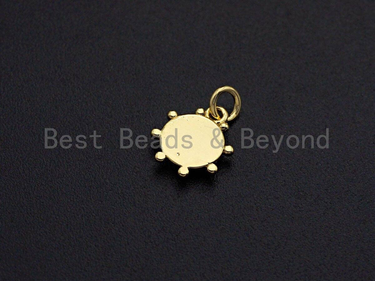 Virgin Mary Embossment On Round Coin Pendant Charm, Cubic Zirconia Charm, 10x11mm,sku#Z858