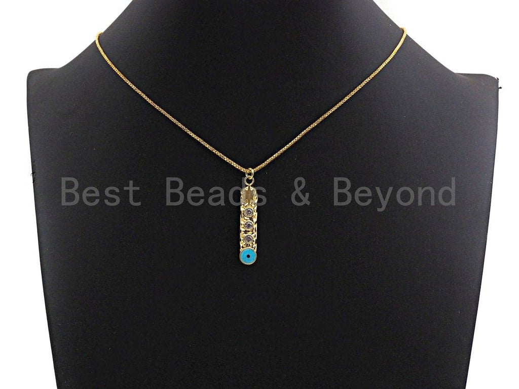 NEW Turquoise Enamel Evil Eye North Star On Long Bar Pendant,Cz Micro Pave Oil Drop Round pendant,Enamel Jewelry,7x36mm,sku#Z516