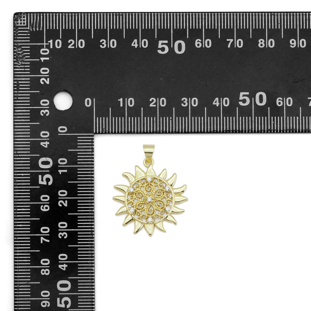 Clear CZ Filigree Flower Sun Charm, Sku#LX370