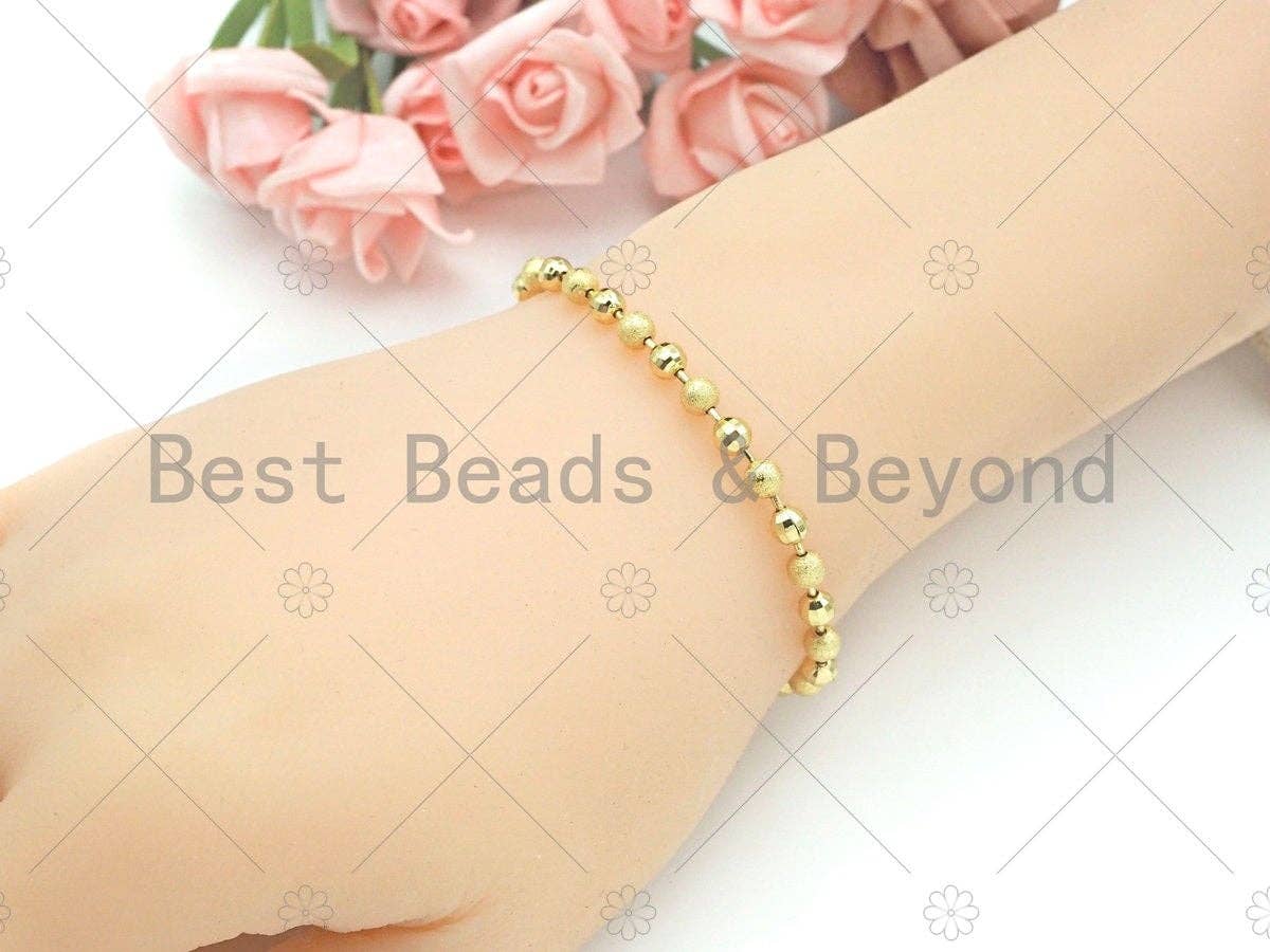 Mixed Matte and Shinny Gold 4mm ball Beads Necklace Bracelet with Lock, Gold Ball beads Necklace, Ball beads Bracelet Necklace set, sku#LD70