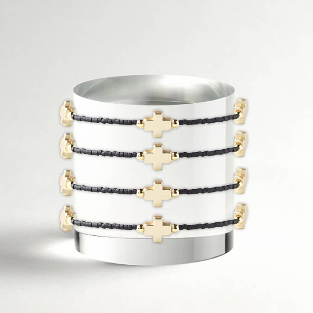 Faithful Cross Bangle-Black, Cross Bracelet | Christian