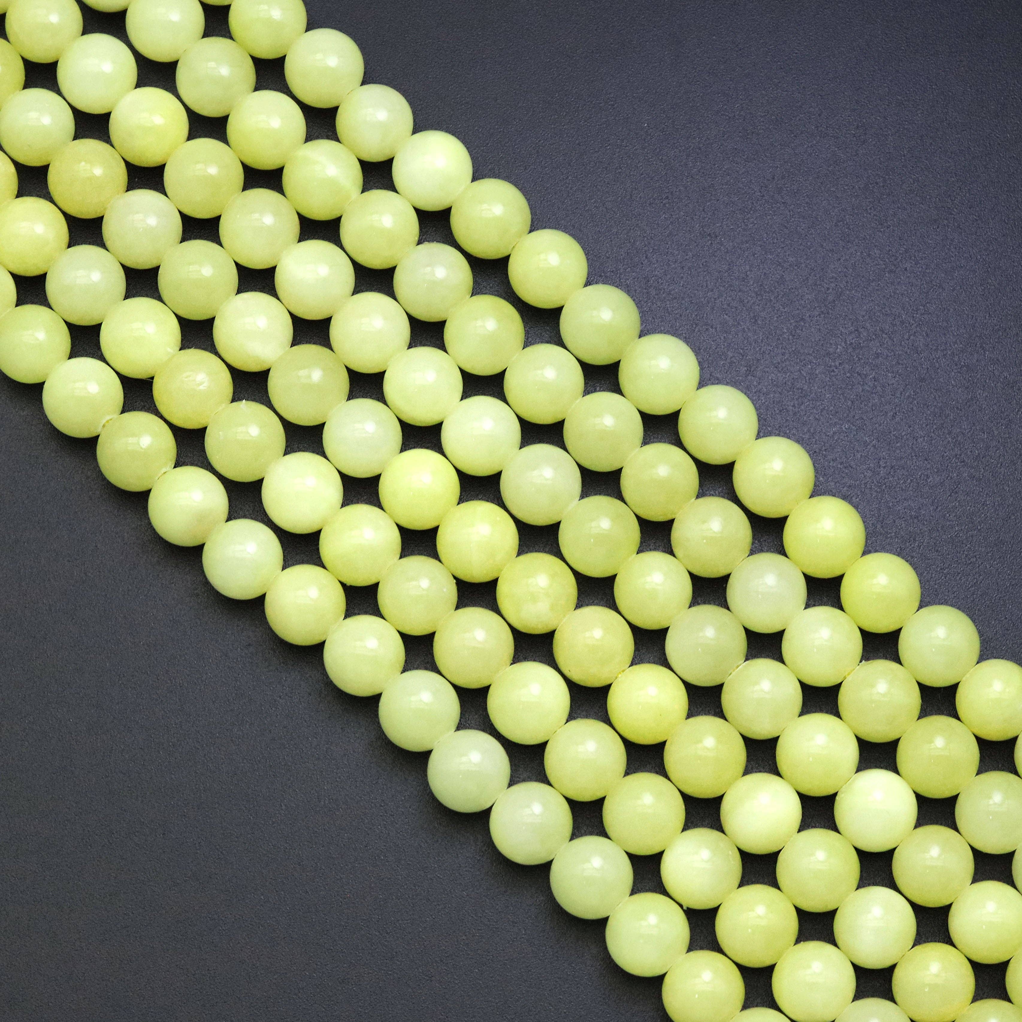 Yellow Jade Round Smooth Beads, Sku#U1853