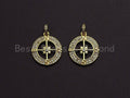 Clear CZ Micro Pave Hollow out Compass Pendant/Charm,Z458