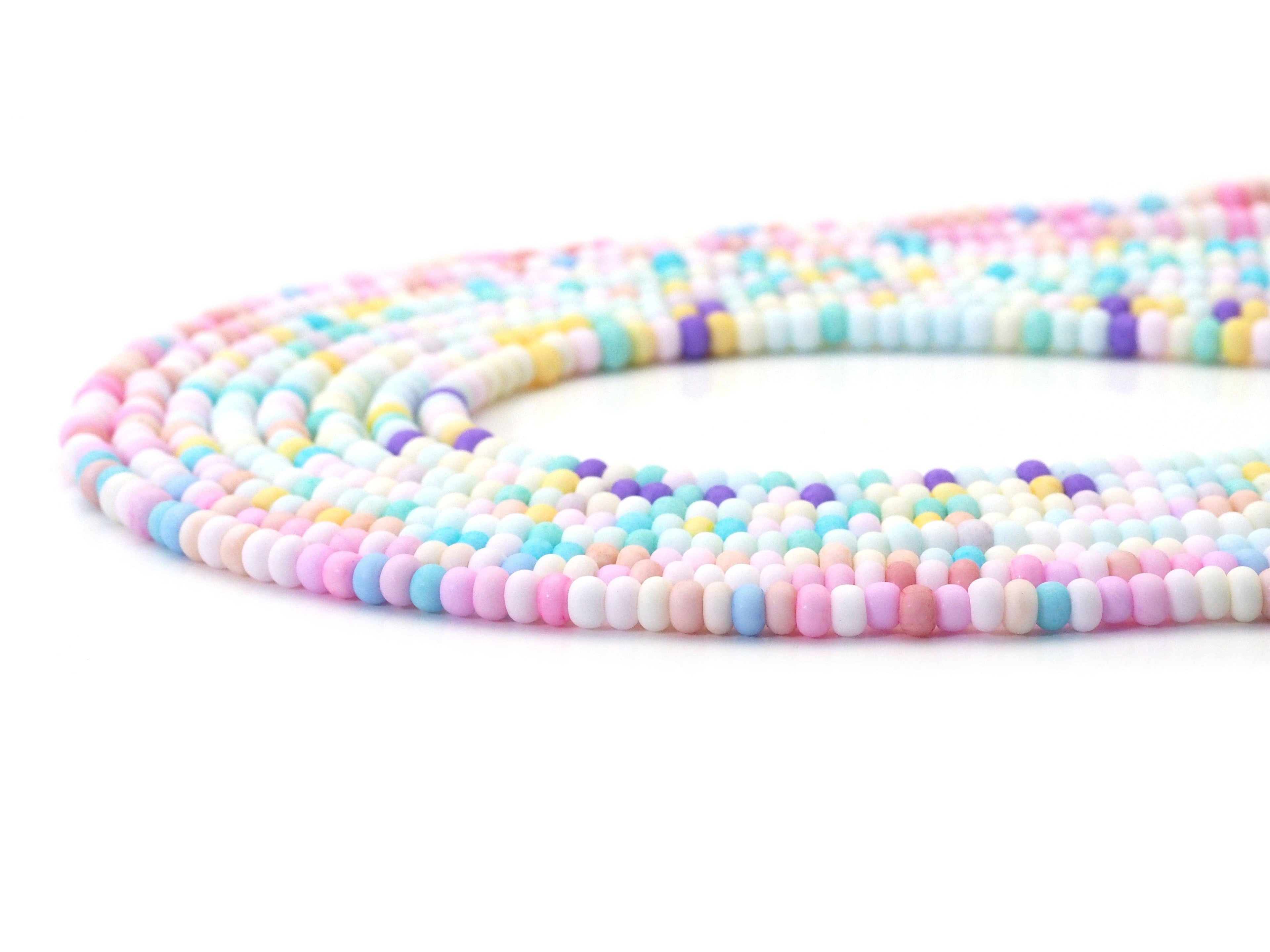 Colorful Smooth Rondelle Glaze Beads, 2.5x4mm, Sku#U1480c