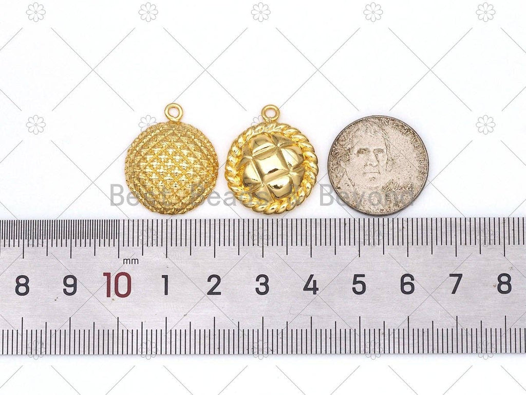 Dainty Gold Round Coin Shape Pendant,  18K Gold Filled Charm, Necklace Bracelet Charm Pendant, 24x20mm,Sku#Y518