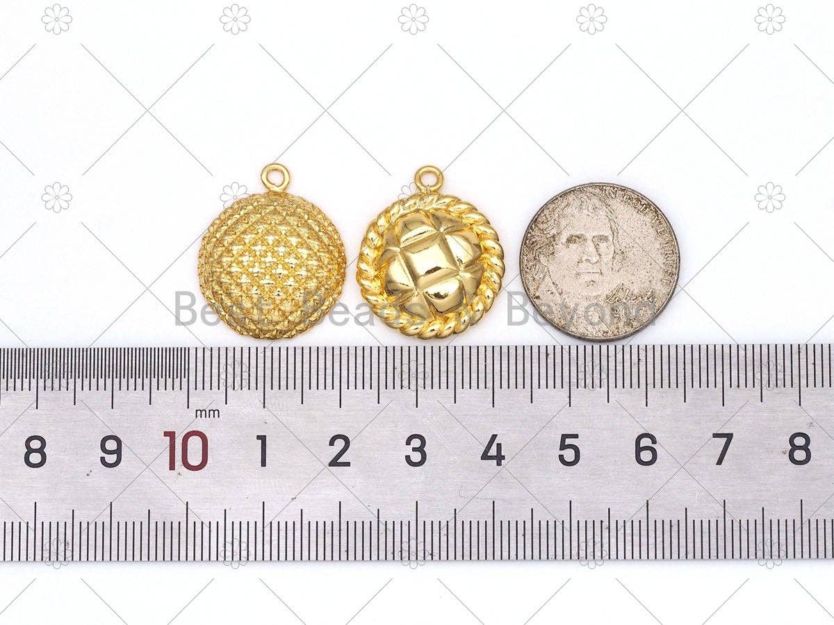Dainty Gold Round Coin Shape Pendant,  18K Gold Filled Charm, Necklace Bracelet Charm Pendant, 24x20mm,Sku#Y518