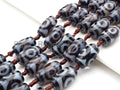 1pc/11pc Natural Tibetan Agate Barrel Spacer Beads, Blue White Black Dzi Spacer Beads, Tibetan Dzi Beads, 13x25mm, sku#U866