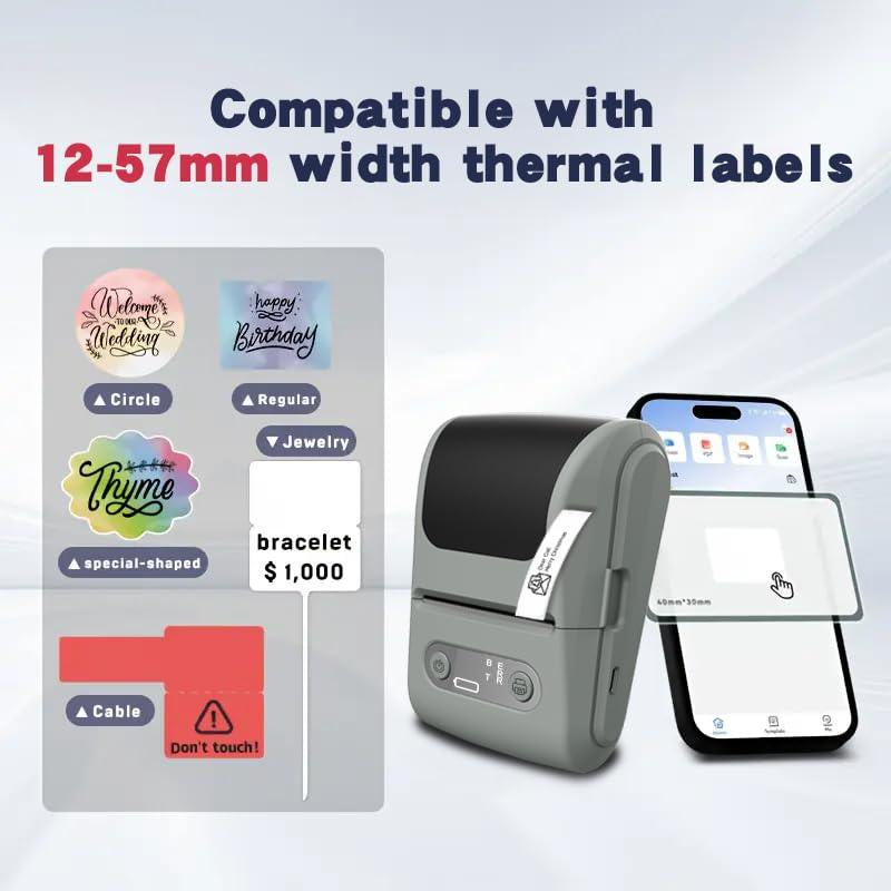 AIFRAME Label Maker with Tape Label Printer for Business Sticker Printer Compatible with 12-57Mm Width Labels Wireless Connectivity High-Speed Printing 1200Mah Battery for Office Home